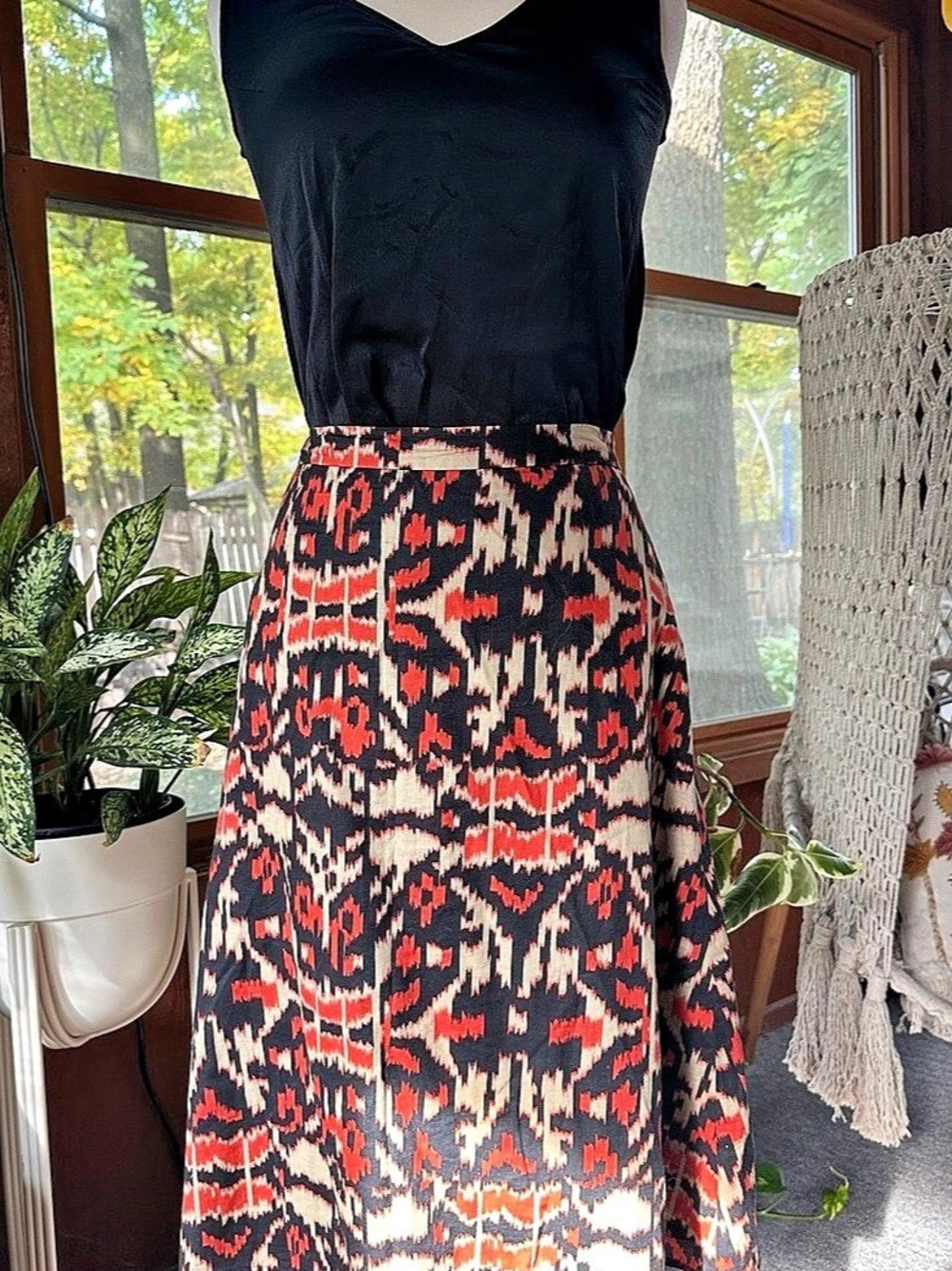 Jones Wear Studio Geometric A-Line Skirt in Black & Red Size 14 Like New